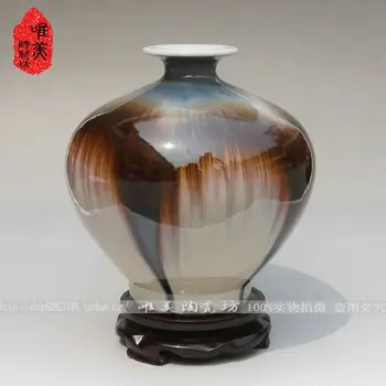 Jingdezhen keramikos vaza krosnies spalvos glazūra knobbing granatų butelių puošyba