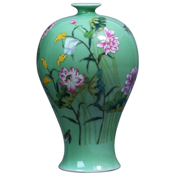 Jingdezhen keramikos vaza, rankų darbo, spalvos jūros vandens vaza vaza spalvų šešėlių rimuoti iš lotoso gėlė, kambario, apdailos, apdailos
