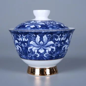 Jingdezhen Mėlynos ir Baltos spalvos Porceliano Gaiwan Senovinių Keramikos Arbatos Dubenėlį Arbatinukas Kinijos Kung Fu Arbatos Puodelio Puodeliai Lėkštė ir Puodelis Arbatos Rinkinys