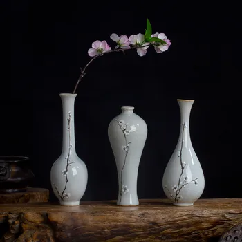 Jingdezhen Rupi Keramikos Keramikos Vaza Ranka-dažytos Gėlės Retro Gėlių Wintersweet Arbatos Namų Puošybai