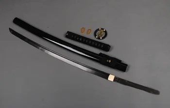 Juoda Ašmenys Japonijos Samurajų Kardas Katana Damaske Full Tang Pjovimo Praktikos Kardas Aštrus Espadas Metalo Namų Puošybai Metu