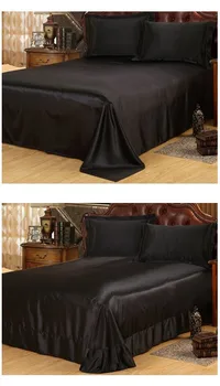 Juoda Šilko Šalikas rinkiniai, Satino Patalynės komplektas lakštai antklode padengti lova maišelį lapas skleisti doona antklodė Karalius ir Karalienė dydis Twin 5VNT