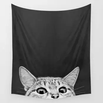 Juodas mielas kačiukas medžiaga gobelenas,multi-function gobelenas 130*150cm, Balta Panda staltiesė, sienų medžiaga, nešiojami paplūdimio antklodė