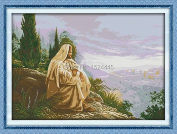 Jėzus pamiršti Krikščionių paveikslai namų dekoro skaičiuojami spausdinimo ant drobės DMC 11CT 14CT rinkiniai Kryželiu siuvinėjimo Rinkinių rankdarbiams