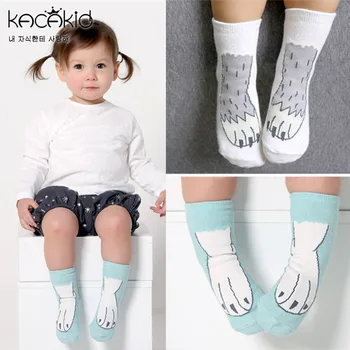 Kacakid Cotton Anti Slip Newborn Baby Boys Girls Socks For Children Paw Print Meias Alta Para Meninos Cute Animal Socks 1-4Y