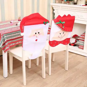 Kalėdų, Pone, Ponia Santa Claus Skrybėlę, Kėdė, Grįžta Padengti Stalo Kambario Atostogų Apdaila