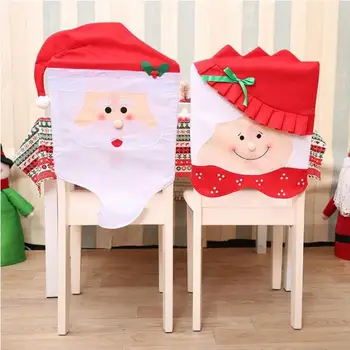 Kalėdų, Pone, Ponia Santa Claus Skrybėlę, Kėdė, Grįžta Padengti Stalo Kambario Atostogų Apdaila