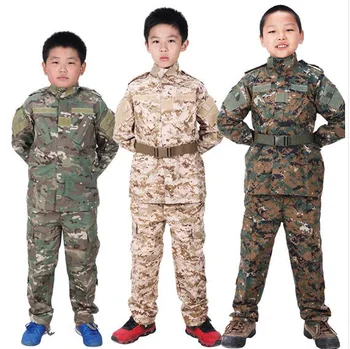 Karinę Uniformą Vaikai Taktinis Kostiumai Vaikams Kamufliažas, Drabužiai, Striukė+Kelnės Armijos Airsoft Dažasvydis Drabužius Berniukas Mergaitė Vienodas