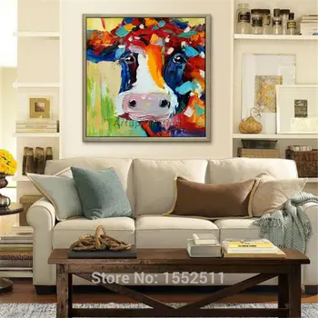 Karvė tapybos Ant Drobės Gyvūnų akrilo Tapybos Sienos Menas nuotraukas Kambarį plattle peilis šiuolaikinio abstraktaus caudros decor02