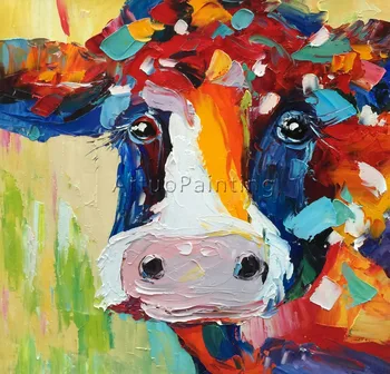 Karvė tapybos Ant Drobės Gyvūnų akrilo Tapybos Sienos Menas nuotraukas Kambarį plattle peilis šiuolaikinio abstraktaus caudros decor02