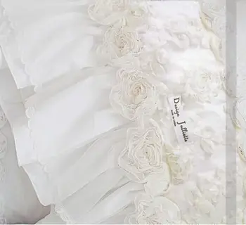 Karšto 4pcs/set Romantiška balta nėrinių rose patalynės komplektas princess antklode padengti patalynės komplektai, vestuvių patalynės prabangus miegamasis tekstilės