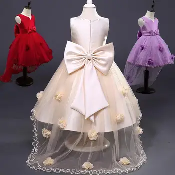 Karšto pardavimo 2017 naujas berankovis suknelė vaikų Qunqiu dalyje gėlių vaikai Princesė Suknelė Mergaitėms vestuvių suknelė, sijonas su uodega, fre
