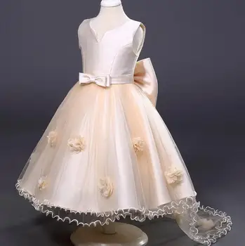 Karšto pardavimo 2017 naujas berankovis suknelė vaikų Qunqiu dalyje gėlių vaikai Princesė Suknelė Mergaitėms vestuvių suknelė, sijonas su uodega, fre