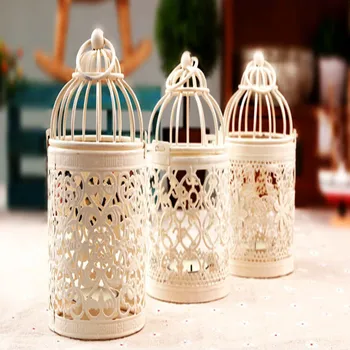 Karšto pardavimo 3pcs balta birdcage žvakių laikikliai vestuvių dekoravimas,geležies žvakidė,žibintai