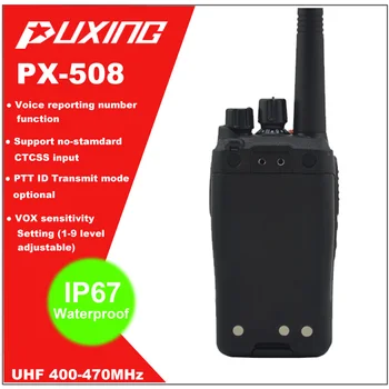 Karšto Pardavimo IP67 atsparus Vandeniui Walkie Talkie Dulkių įrodymas Radijo Puxing PX-508 UHF 400-470MHz Nešiojamų Dviejų krypčių Radijo FM siųstuvas-imtuvas