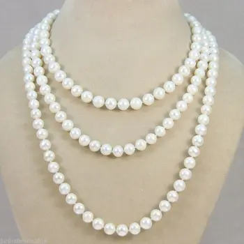 Karšto pardavimo nemokamas pristatymas*******Originali baltos spalvos gėlavandenių dirbtiniu būdu išaugintų perlų 7-8mm karoliai 36 cm ilgio AAA