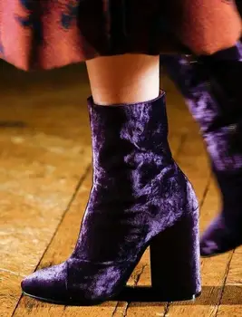 Karšto pardavimo raudonos aksomo kilimo ir tūpimo tako aukšto kulno batai pažymėjo tne storio aukštakulnius moteris batai, žieminiai batai moterims dydis 35-42