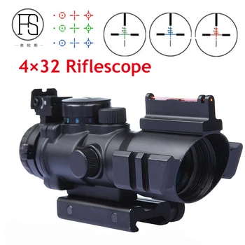 Karšto Pardavimo Taktinis 4X32 Raudonos, Žalios Dot Akyse Oro Šautuvas Optikos Tinklelis Riflescope 20mm Geležinkelių Naudojimo Medžioklės Šaudymo Akyse taikymo Sritis