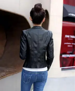 Karšto pardavimui, iki 2017 m. Naujo stiliaus moteris Motociklo oda, kailis trumpas, plonas odos striukė moterų plius dydis kailio striukė odinė striukė moterims