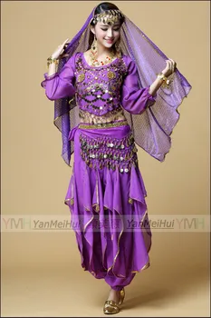 Karšto parduoti! moters Pilvo Šokio Kostiumų Bolivudas stiliaus Kostiumas Indijos Pilvo šokio Kostiumų 3-4-5-7pcs nustatyti 6 Spalvų
