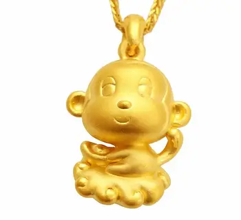 Karšto parduoti Nekilnojamojo Grynas 24K Geltonojo aukso Pakabukas Beždžionė Pakabukas 2.80 g