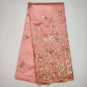 Karšto Rose Red George Nėrinių Audinio 2017 Dizaino Aukso Blizgučiais Siuvinėta Šilko George Tissu Indijos Vestuvių Suknelė Guipure Audiniai