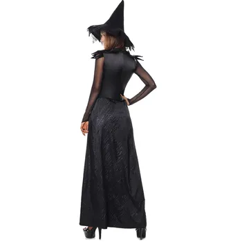 Karšto Seksualus Ragana Kostiumas Suaugusių Moterų Magija Metu Kostiumas Juodos Spalvos Gotikos Ragana Helovinas Fancy Ritininės Suknelė Su Skrybėle M40391