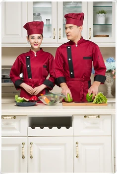 Karšto Unisex ilgomis rankovėmis virėjas kostiumas restoranas virėjas darbo drabužiai viešbučio virėjas uniformas, mada virtuvės top chef drabužių YYX 184