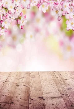 Kate Pavasario Fotografijos Backdrops Pink Gėlių, Medienos Fone Romantiška Vestuvių Fotografija Backdrops Pritaikyti Vientisą Nuotrauką