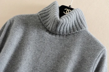 Kašmyras moterų mados žiemos pullover sweater dress ilgai stiliaus twin siūlų tirštėti megztiniai (S-XL