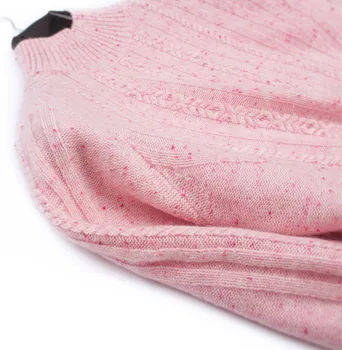 Kašmyro ožkų dvigubo sluoksnio įrašą siūlai taškų susukti storas mezgimas moterų mados megztinis megztinis aukšta apykakle EU/S-2XL