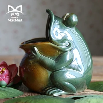 Keramikos kūrybinis Retro varlė gėlių vaza puodą namų dekoro rankdarbių kambarį apdailos porceliano statulėlės Saugojimo jar Atliekų Konteinerius