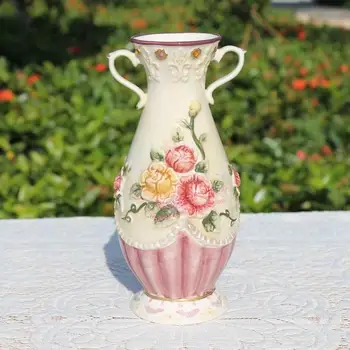 Keramikos kūrybinis rožių gėlių vaza puodą namų dekoro amatų kambario dekoracijas rankdarbių porceliano figūrėlės vestuvių papuošalai