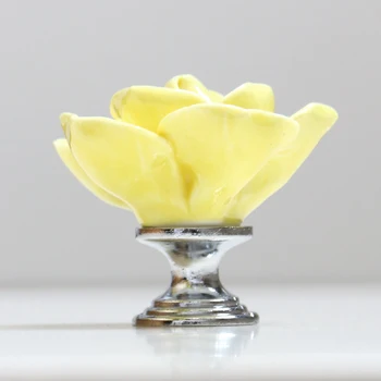 Keramikos Spintelių Rankenėles Virtuvės Spintoje drabužių Spinta Rankenos Odininkas Stalčiaus Išsitraukia Geltonos spalvos gėlių