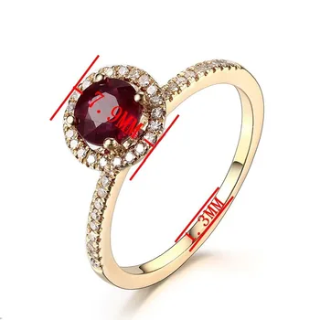 Kietojo 14 KARATŲ (585) Geltona, Aukso Nekilnojamojo Diamond Nepriekaištinga 5MM Turas Elgiamasi Rubino Žiedas Nustatymas, Dalyvavimas Vestuvių Moterų Fine Jewelry Žiedas