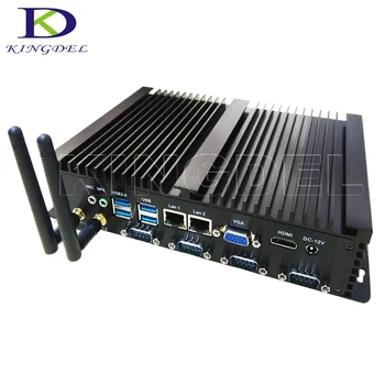 Kingdel N250 4*KOM Mini Pramonės Kompiuterį Celeron 1037U/Core i5 3317U Dual Core,2*LAN,Windows10 Ventiliatoriaus 8G+64G Mini Stalinį KOMPIUTERĮ