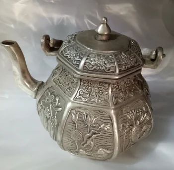 Kinija antikvariniai bronzos papuošalai menas, antikvariniai bronzos meno arbatinukas su gryno vario patina