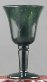 Kinija gražus gamtos dark green jade winecup Kinijos bi jade taurė