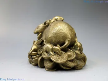 Kinija žalvario pelės skulptūra nulipdyta vario Feng Shui Juanių bao devynių žiurkės Statula