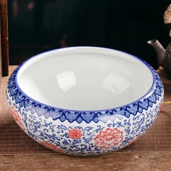Kinijos antikvarinis mėlynos ir baltos spalvos porceliano keramikos žuvies dubuo vazonas