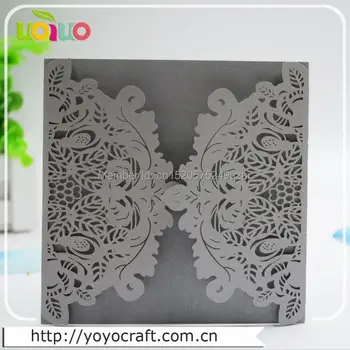 Kinijos garsaus vestuvių pakvietimo gamintojas pjovimas lazeriu nėrinių gėlių rankų darbo 3d spausdinimo vestuvių pakvietimo 3d plokštė