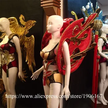 Kinijos Raudona Secret Modelis Podiumo Drabužiai Sexy Panele Naktiniame Klube Grupė Etape Dėvėti Vakarinę Suknelę Drabužiai Moterims Sportinių Kostiumų