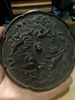 Kinijos senas bronzinis veidrodis Feng shui veidrodis Keturių Mitiniai Gyvūnai