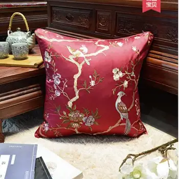 Kinijos siuvinėjimo pagalvę padengti kieta mediena, raudonmedžio sofa-lova, pagalvėlė apima etninių stiliaus, stačiakampio didelis custom coreless satin