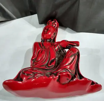 Kinijos vadovas skulptūra raudonos, koralų deivė guanyin bodhisatvos pav Buda