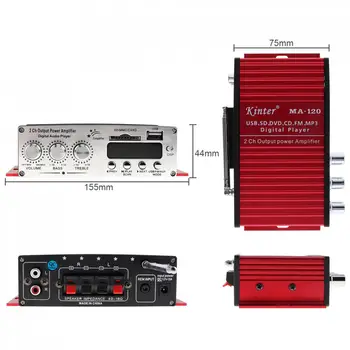 Kinter MA120 HiFi 2 Kanalo Išėjimo Galia Stiprintuvas FM Radijas Stereo Grotuvo Palaikymas USB, SD, DVD, MP3 Įvesties su Nuotolinio Valdymo