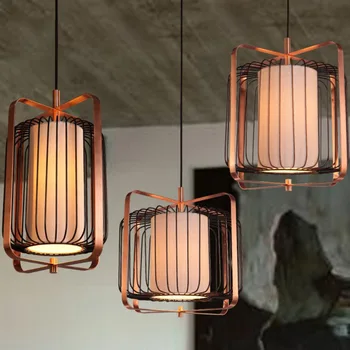 Kinų Stiliaus Geležies Paukštis narve priedai veltiniams, vilna Lempa Loft Derliaus LED Lydinio Medžiaga Narve Pakabukas Šviesos Lempos Kabo Villa Restoranas