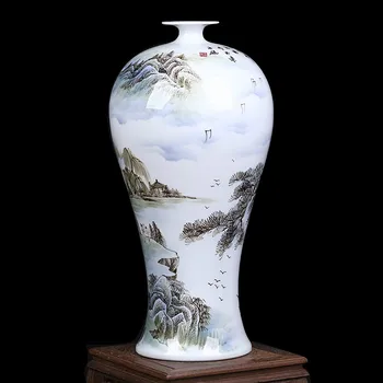 Kinų Stiliaus Jingdezhen Meistro Ranka-dažytos debesų ir miglos kraštovaizdžio Bauda Porceliano Dekoravimas, Gėlių Vaza