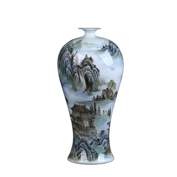 Kinų Stiliaus Jingdezhen Meistro Ranka-dažytos debesų ir miglos kraštovaizdžio Bauda Porceliano Dekoravimas, Gėlių Vaza