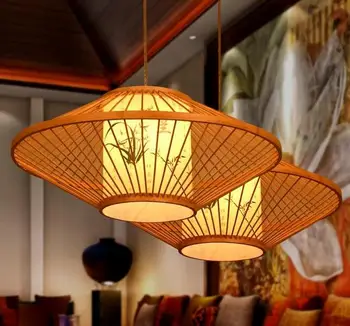 Kinų stiliaus Medinis senovinis pergamentas, restoranas priedai veltiniams, vilna lempa kambarys, Restoranas pietryčių bambuko Retro sieniniai šviestuvai